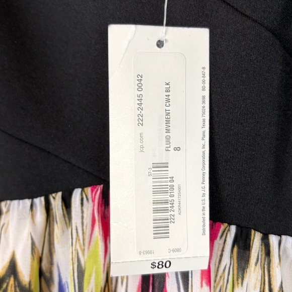 NWT Nicole by Nicole Miller Black Empire Waist with Colorful Print Maxi Dress - Picture 7 of 9